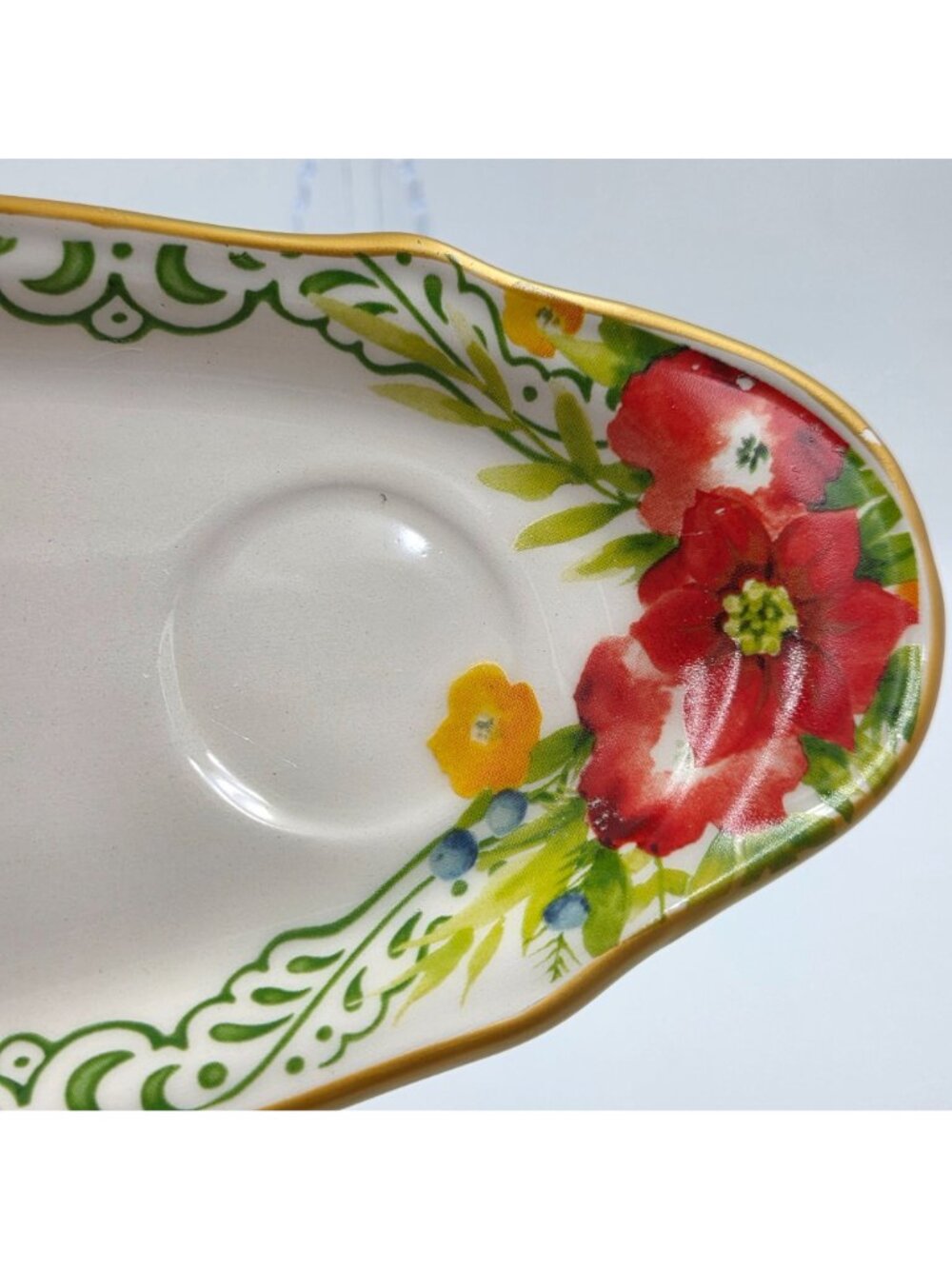 Pioneer Woman Garland 2 Piece Set Condiment Tray with Be Merry Bowl - Picture 7 of 16